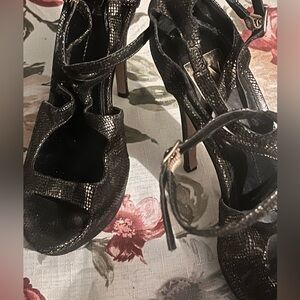 Dolce Vita Metallic Black Strappy Heels